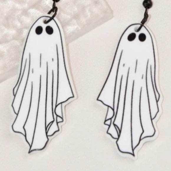🧿 2 for $25 🧿 Halloween Spooky Season Acrylic Ghost Drop Earrings - Picture 3 of 5